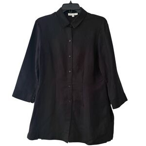 Colin Creek Vintage Black Linen-Blend Oversized Top Size 8
